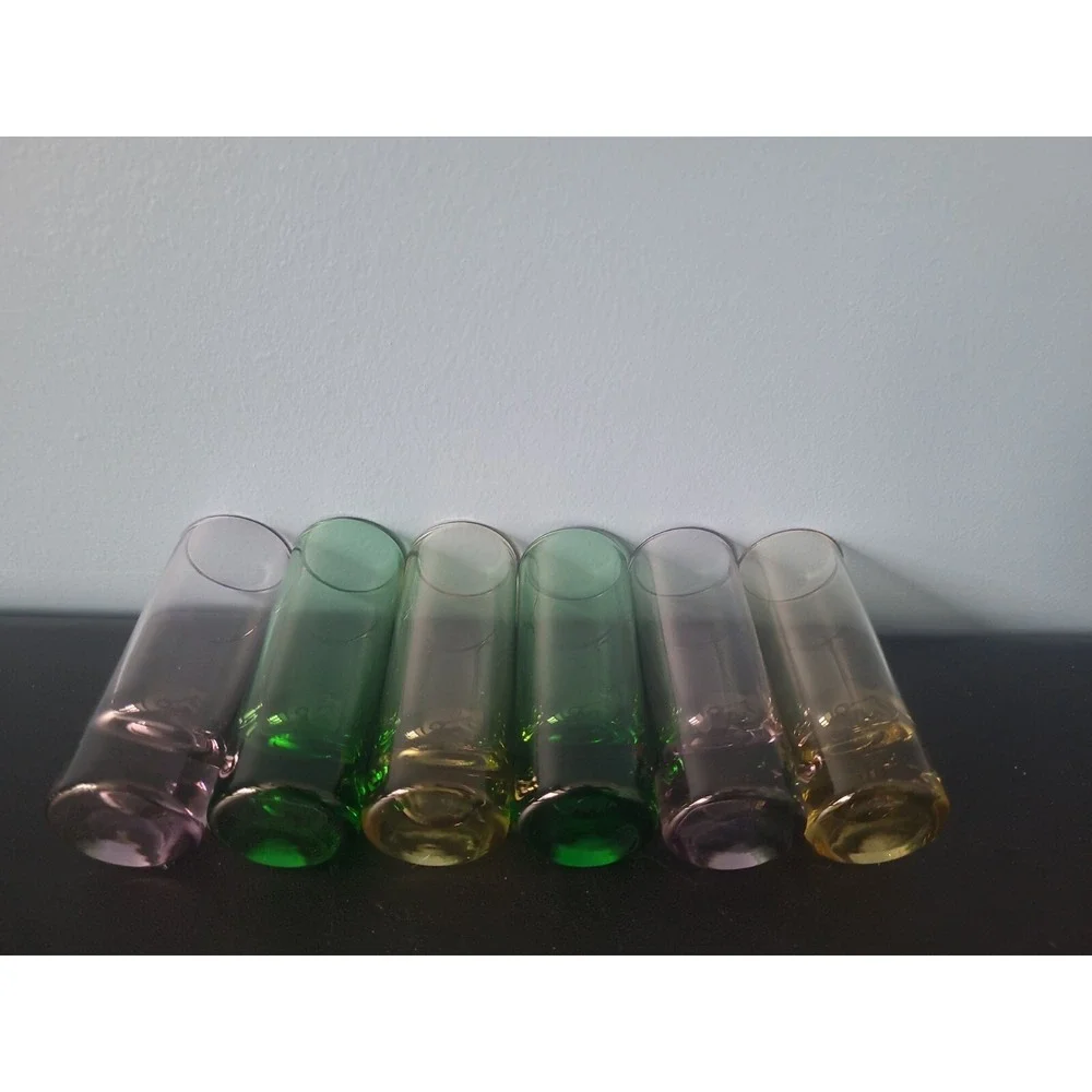 6 Shot Glasses Multi-Colored Glass‎ Vodka Aperitif Liqueur Cordial 3.5